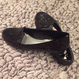 Black sparkly flats
